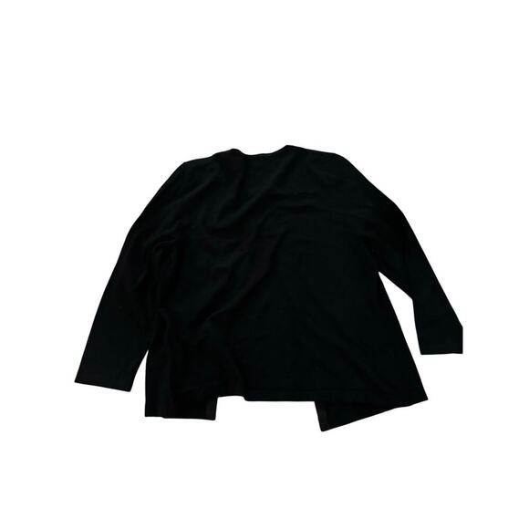 Garnet Hill Wool merino Black Embroidered Button Front Cardigan Sweater Size M - Picture 2 of 7